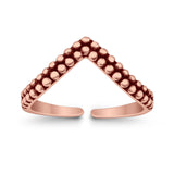 Adjustable V Shape Toe Ring Band 925 Sterling Silver for Women (6.5mm)
