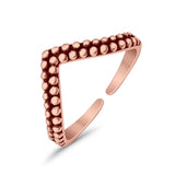 Adjustable V Shape Toe Ring Band 925 Sterling Silver for Women (6.5mm)