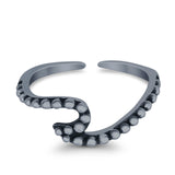 Wave Curve Toe Ring Adjustable Band 925 Sterling Silver (5.5mm)