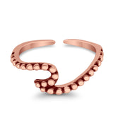 Wave Curve Toe Ring Adjustable Band 925 Sterling Silver (5.5mm)