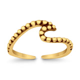 Wave Curve Toe Ring Adjustable Band 925 Sterling Silver (5.5mm)
