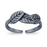 Adjustable Leaves Toe Ring Band 925 Sterling Silver For Women (5mm)