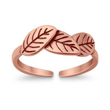 Adjustable Leaves Toe Ring Band 925 Sterling Silver For Women (5mm)