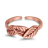 Adjustable Leaves Toe Ring Band 925 Sterling Silver For Women (5mm)