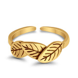 Adjustable Leaves Toe Ring Band 925 Sterling Silver For Women (5mm)