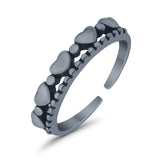 Hearts Toe Ring Band 925 Sterling Silver For Women (3.5MM)