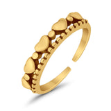 Hearts Toe Ring Band 925 Sterling Silver For Women (3.5MM)
