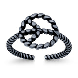 Peace Sign Toe Ring Band Twisted Braided 925 Sterling Silver (10mm)
