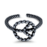 Peace Sign Toe Ring Band Twisted Braided 925 Sterling Silver (10mm)