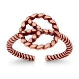 Peace Sign Toe Ring Band Twisted Braided 925 Sterling Silver (10mm)