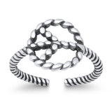 Peace Sign Toe Ring Band Twisted Braided 925 Sterling Silver (10mm)