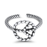 Peace Sign Toe Ring Band Twisted Braided 925 Sterling Silver (10mm)