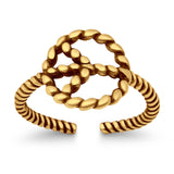 Peace Sign Toe Ring Band Twisted Braided 925 Sterling Silver (10mm)