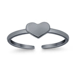 Plain Hearts Toe Ring Band 925 Sterling Silver for Women (4mm)