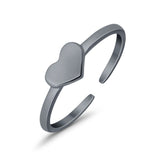 Plain Hearts Toe Ring Band 925 Sterling Silver for Women (4mm)