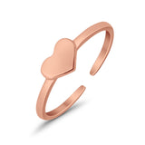 Plain Hearts Toe Ring Band 925 Sterling Silver for Women (4mm)