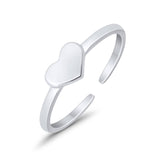 Plain Hearts Toe Ring Band 925 Sterling Silver for Women (4mm)