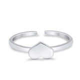 Plain Hearts Toe Ring Band 925 Sterling Silver for Women (4mm)