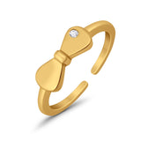 Adjustable Bow Toe Ring Simulated Cubic Zirconia 925 Sterling Silver (4mm)