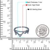 Mountain Range Rings for Women Adjustable Toe 925 Sterling Silver (7mm)
