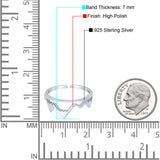 Mountain Range Rings for Women Adjustable Toe 925 Sterling Silver (7mm)