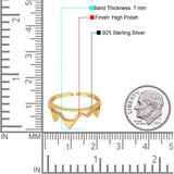 Mountain Range Rings for Women Adjustable Toe 925 Sterling Silver (7mm)