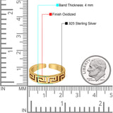 Aztec Adjustable Toe Ring Finish Oxidized 925 Sterling Silver (4mm)