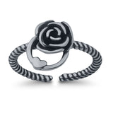 Awesome Rose Flower Ring Adjustable Toe Ring 925 Sterling Silver (9mm)