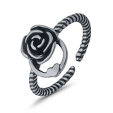Awesome Rose Flower Ring Adjustable Toe Ring 925 Sterling Silver (9mm)