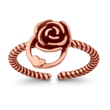Awesome Rose Flower Ring Adjustable Toe Ring 925 Sterling Silver (9mm)