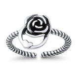 Awesome Rose Flower Ring Adjustable Toe Ring 925 Sterling Silver (9mm)