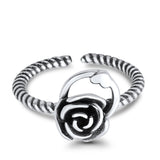 Awesome Rose Flower Ring Adjustable Toe Ring 925 Sterling Silver (9mm)