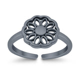 Beautiful Mandala Flower Ring Adjustable Toe Band 925 Sterling Silver (9mm)