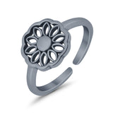 Beautiful Mandala Flower Ring Adjustable Toe Band 925 Sterling Silver (9mm)