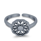 Beautiful Mandala Flower Ring Adjustable Toe Band 925 Sterling Silver (9mm)