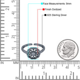 Beautiful Mandala Flower Ring Adjustable Toe Band 925 Sterling Silver (9mm)