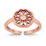 Beautiful Mandala Flower Ring Adjustable Toe Band 925 Sterling Silver (9mm)