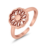 Beautiful Mandala Flower Ring Adjustable Toe Band 925 Sterling Silver (9mm)