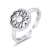 Beautiful Mandala Flower Ring Adjustable Toe Band 925 Sterling Silver (9mm)