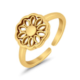 Beautiful Mandala Flower Ring Adjustable Toe Band 925 Sterling Silver (9mm)