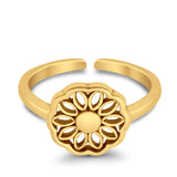 Beautiful Mandala Flower Ring Adjustable Toe Band 925 Sterling Silver (9mm)