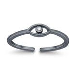 Adjustable Eye of Providence Toe Ring Simulated CZ 925 Sterling Silver (3.5mm)