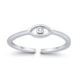 Adjustable Eye of Providence Toe Ring Simulated CZ 925 Sterling Silver (3.5mm)