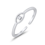 Adjustable Eye of Providence Toe Ring Simulated CZ 925 Sterling Silver (3.5mm)