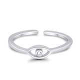 Adjustable Eye of Providence Toe Ring Simulated CZ 925 Sterling Silver (3.5mm)