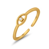 Adjustable Eye of Providence Toe Ring Simulated CZ 925 Sterling Silver (3.5mm)