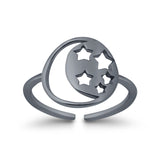 Adjustable Moon & Stars Toe Ring Band 925 Sterling Silver (11mm)
