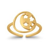 Adjustable Moon & Stars Toe Ring Band 925 Sterling Silver (11mm)