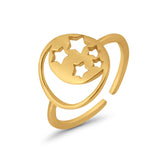 Adjustable Moon & Stars Toe Ring Band 925 Sterling Silver (11mm)