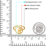 Adjustable Moon & Stars Toe Ring Band 925 Sterling Silver (11mm)